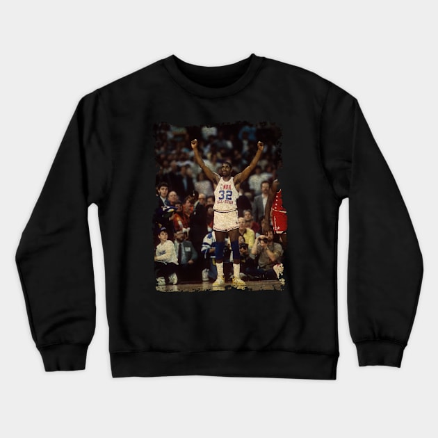 Magic Johnson - Celebrates After Defeating The East Team, 1987 Crewneck Sweatshirt by Omeshshopart